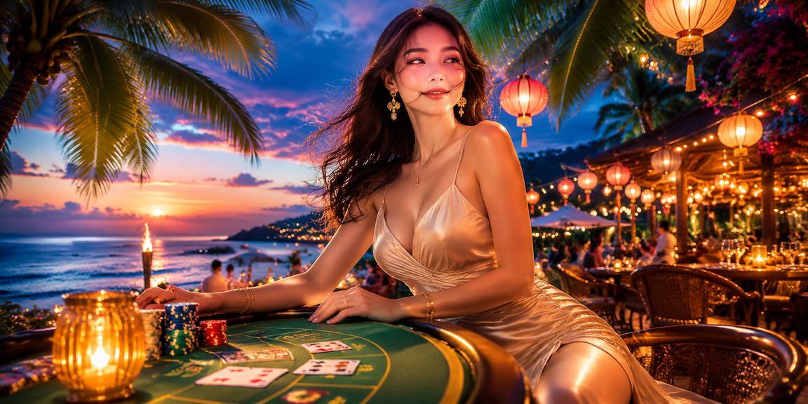Người dùng Đà Nẵng chơi slot trên điện thoại lúc hoàng hôn bãi biển