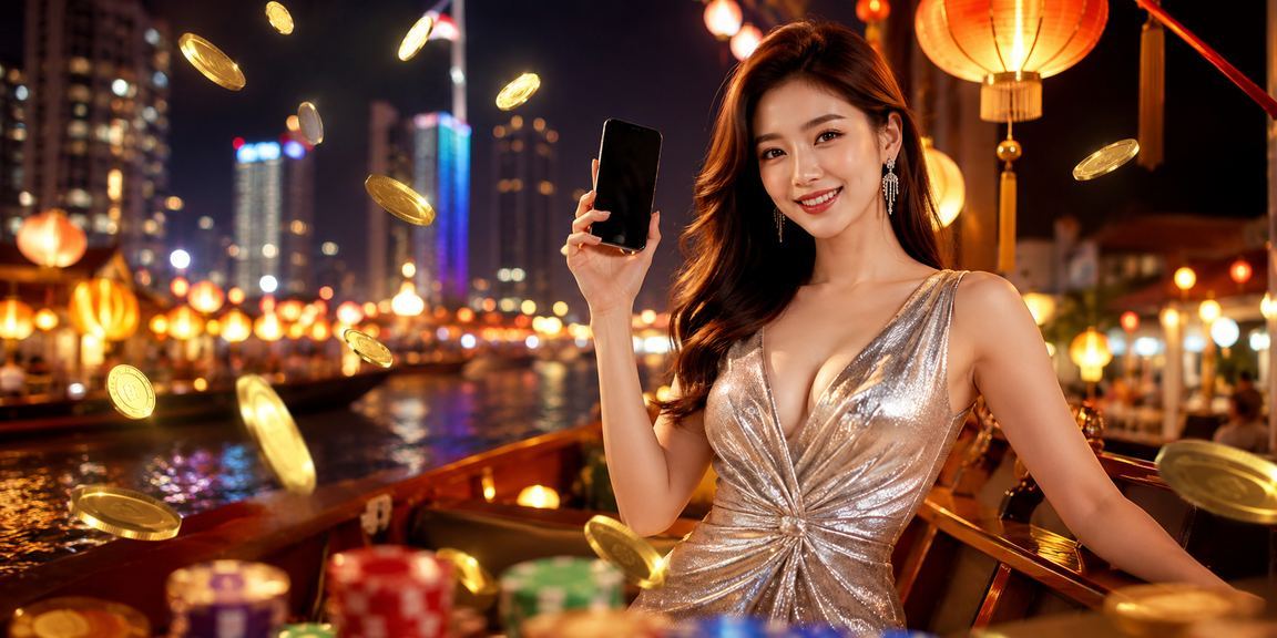 Người dùng Đà Nẵng truy cập trang hỗ trợ 7502 trên điện thoại di động bên đèn lồng